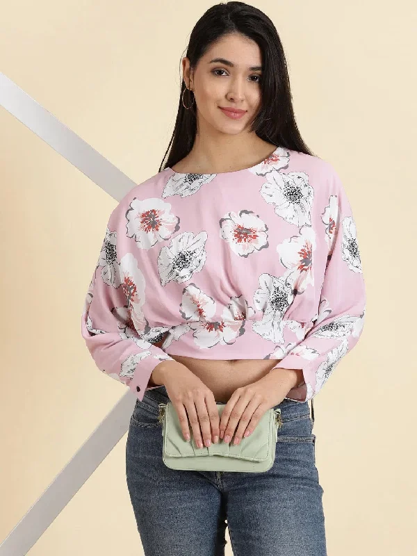 Women's Pink Printed Styled Back Crop Top-AE-10642-PinkCroptopcloud