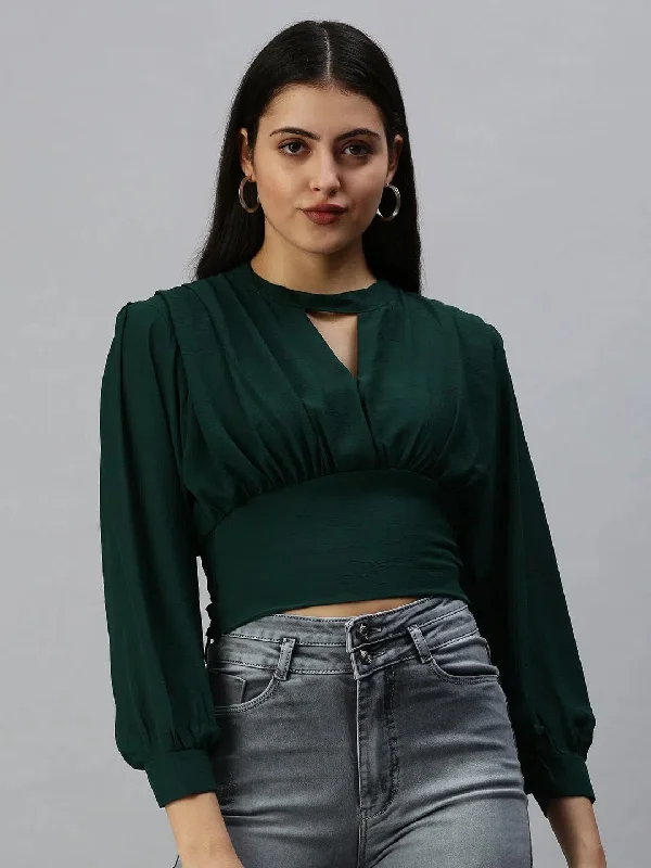 Women Green Printed Crop Corset Top-AE-10284C-GreenCroptopunique