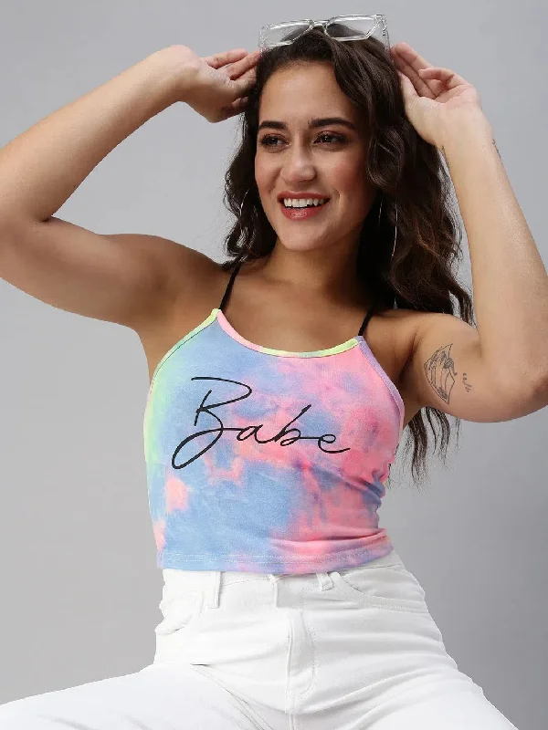 Women's Multi Typographic Crop Top-SH-909-MultiCroptopenthusiast