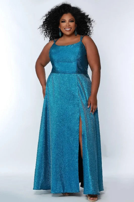 Sydneys Closet SC7344 Plus Size Long Metallic Prom DressTightsync