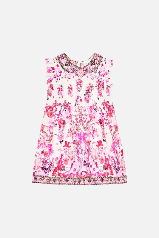 KIDS SHIRRED MINI DRESS WITH COLLAR 4-10 BOTANICAL NOVELLAUniform Dress