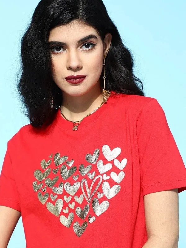 Red Hearts Boxy Crop T-ShirtCroptopmoment