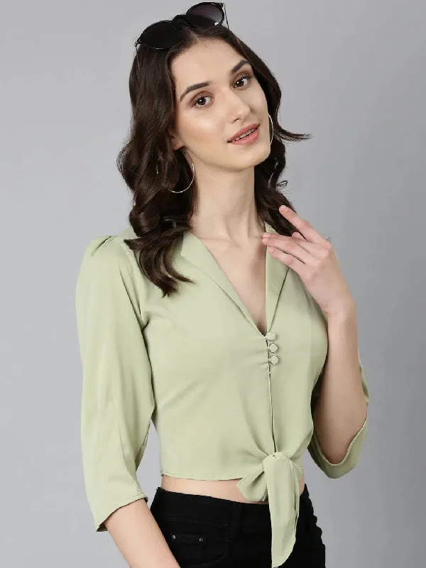 Women Olive Solid Shirt Style Crop Top-AE-10742-OliveCroptopoutfit