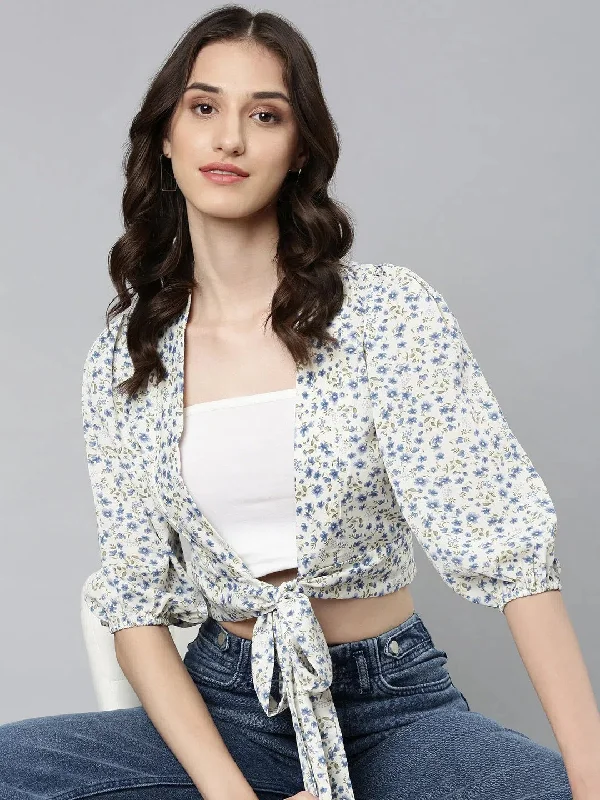 Women Cream Floral Wrap Crop Top-AE-10758-CreamblueCroptopunique