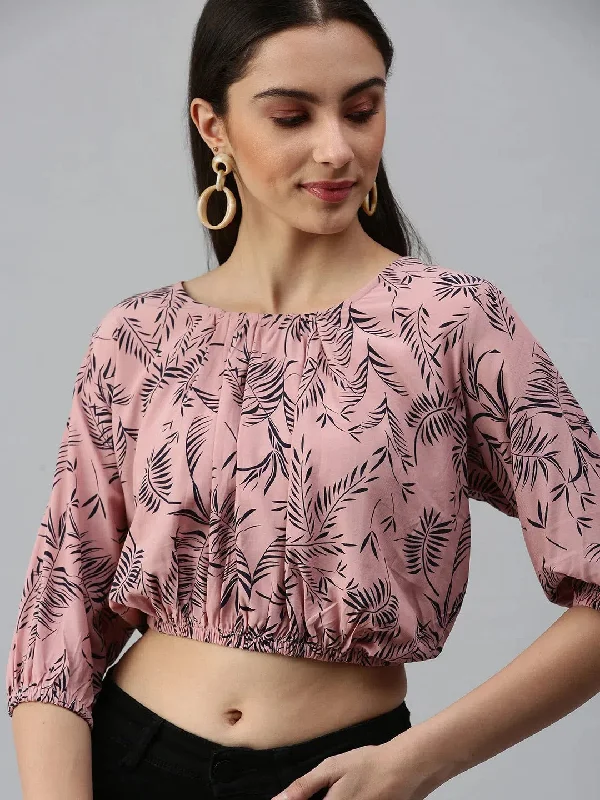 Women Mauve Printed Crop Corset Top-AE-10211-MauveCroptoplinen