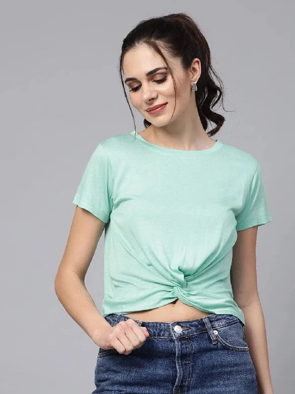 Mint Knot Hem Crop TeeCroptopminimal