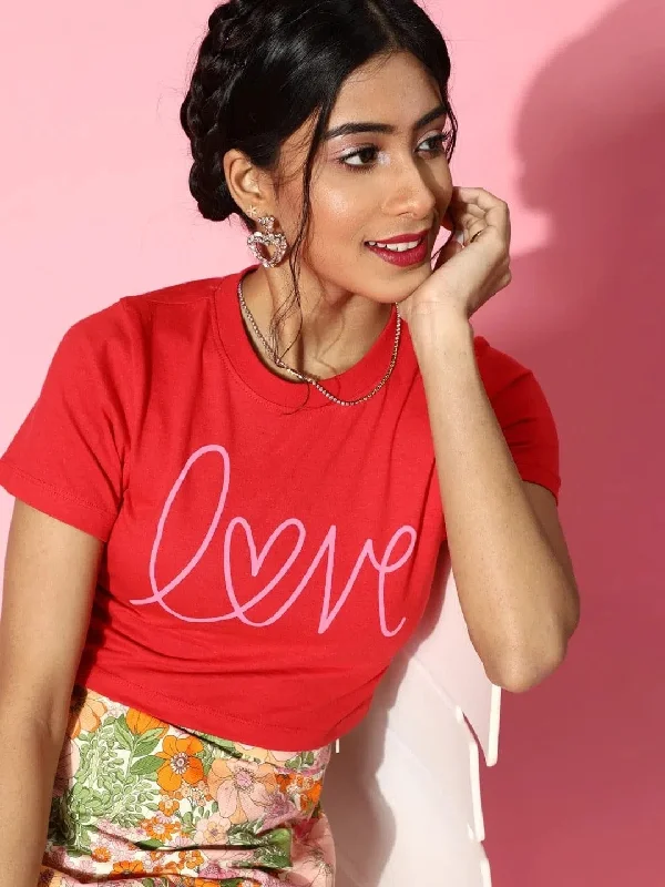 Red LOVE Foil Boxy Crop T-ShirtCroptoplifestyle