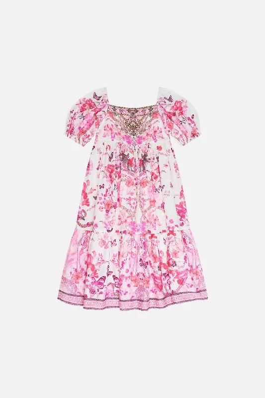 KIDS MIDI DRESS WITH PUFF SLEEVE 4-10 BOTANICAL NOVELLA