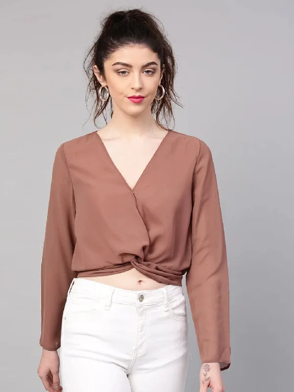 Rosewood Front Twist Crop TopCroptopvirtual