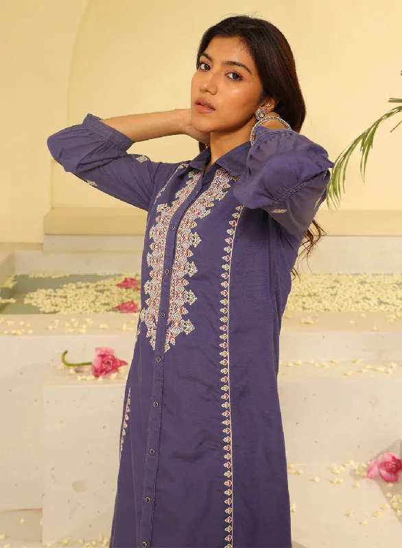 Purple Embroidered Ethnic DressSchool Dress