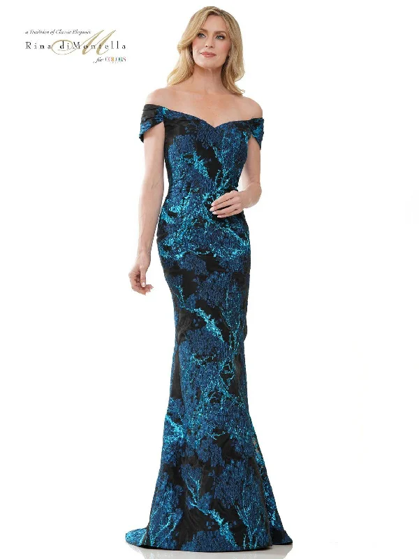 Rina di Montella RD2952 Long Off Shoulder Mermaid Formal GownTightfit