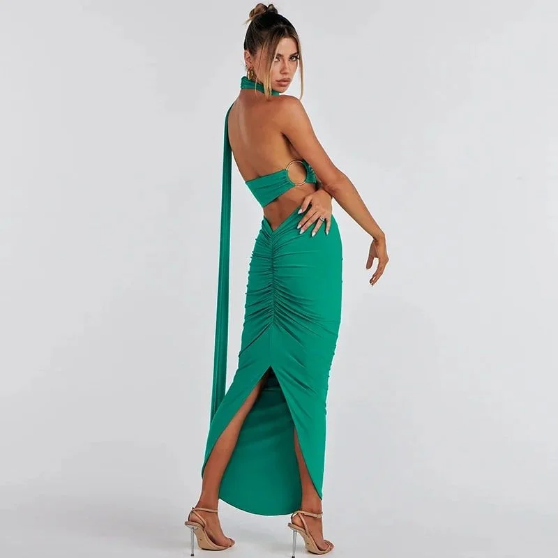 Fashion Backless Sexy Dress SetPlaid Dress