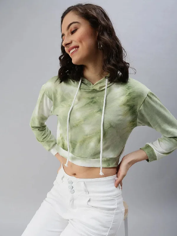 Women's Green Tie Dye Crop Top-SH-9013-GreenCroptopmobile