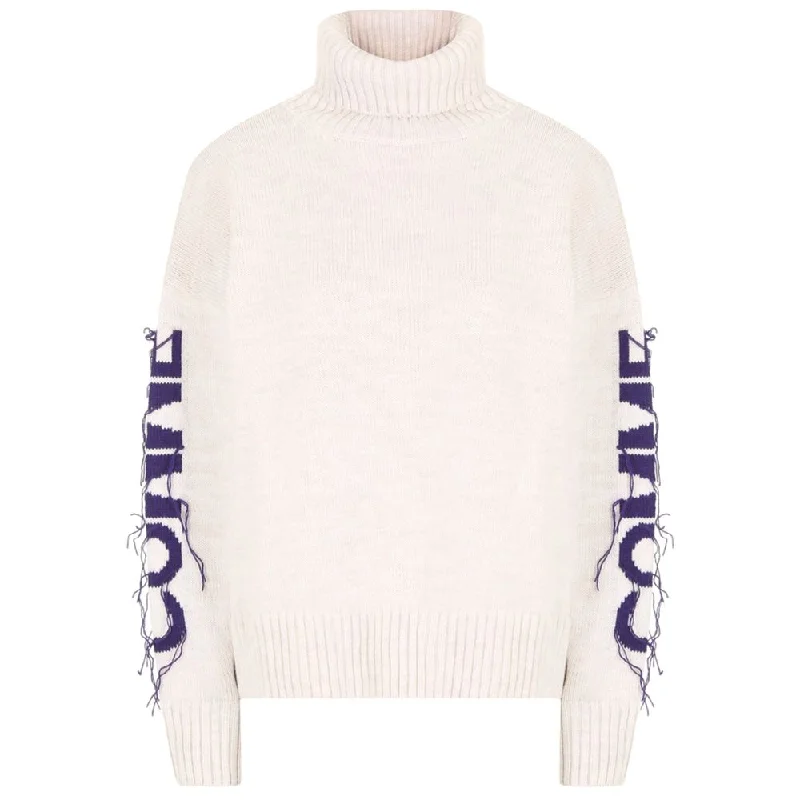 Comme Des Fuckdown Beige Acrylic SweaterDesigner Knit Tops