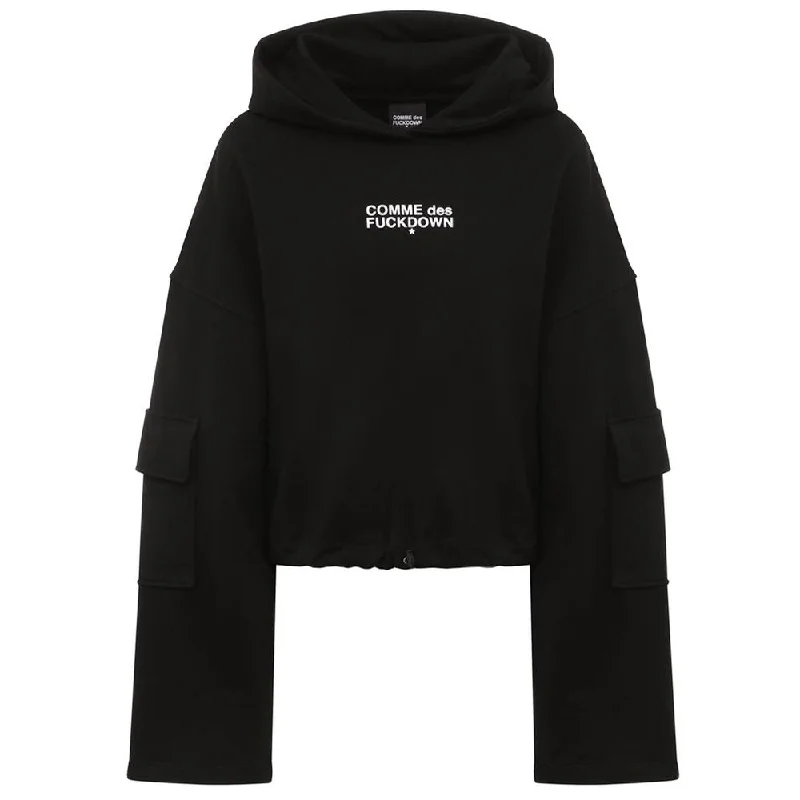 Comme Des Fuckdown Black Cotton SweaterStudded Knit Tops