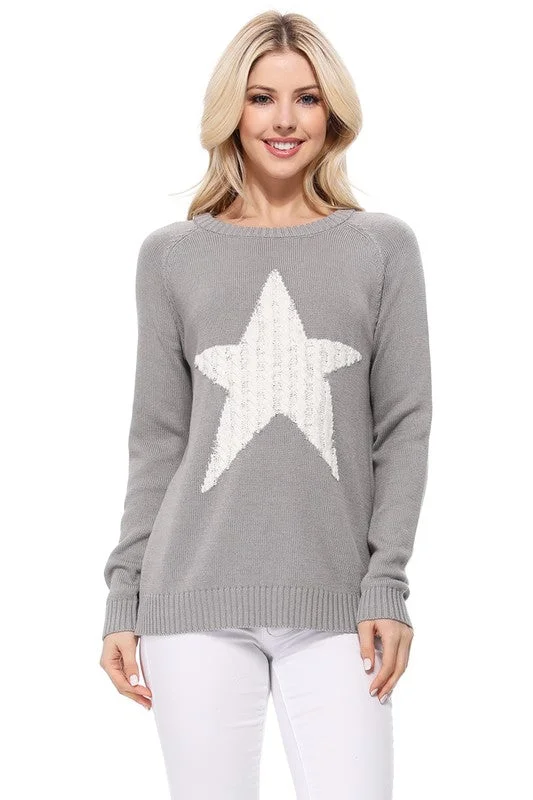 Star Jacquard Round Neck Pullover Sweater available in 3 colorsCropped Knit Tops