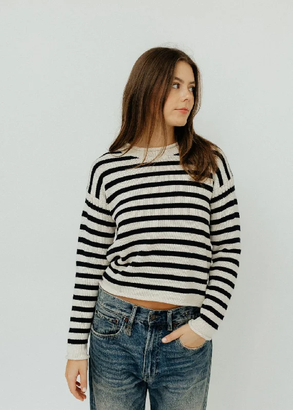 Denimist Striped Pullover SweaterEmbellished Knit Tops