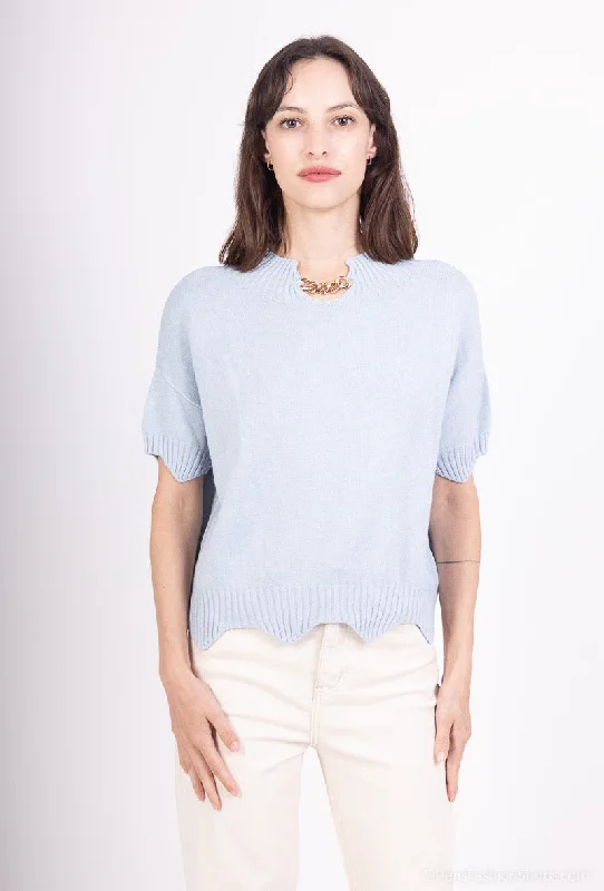 Detail Neck SweaterLeather-Paneled Knit Tops