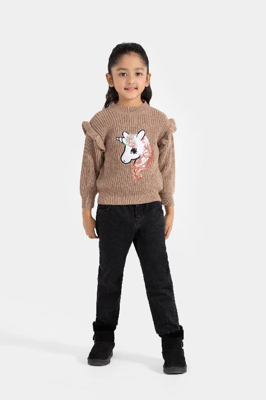 Unicorn Embellished SweaterHunting Knit Tops