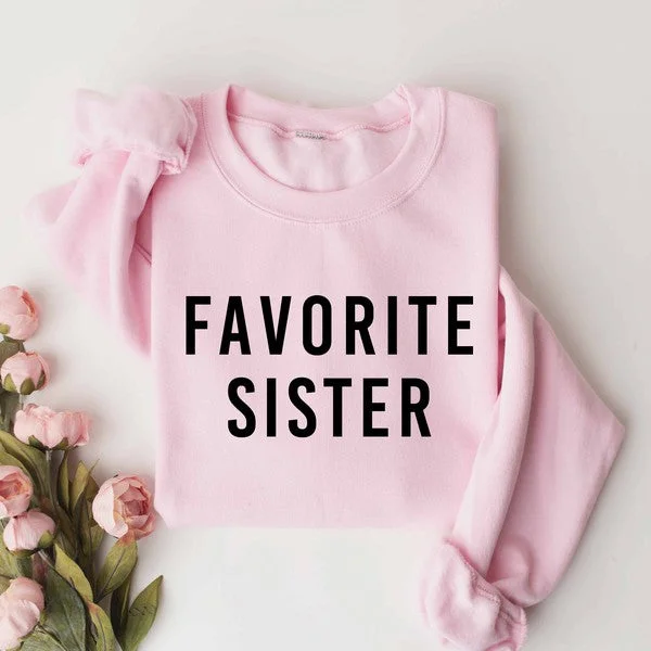 Favorite Sister Sweatshirt - PinkYoga Knit Tops