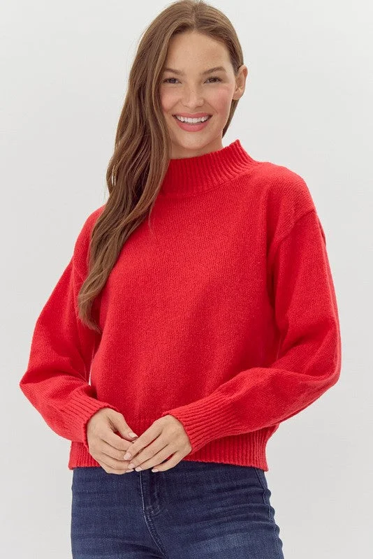 Mock Neck Knit TopHigh-Fashion Knit Tops