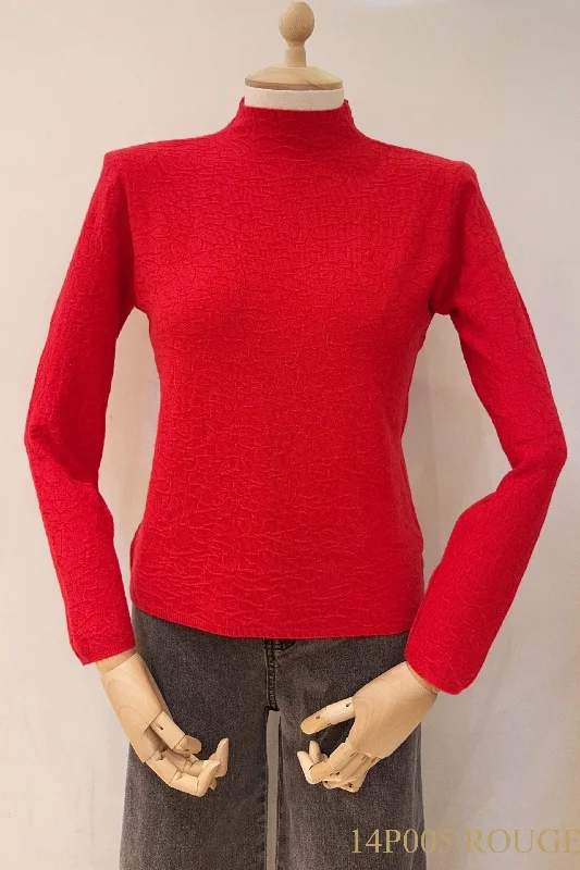 Mock Neck Textured SweaterStudded Knit Tops