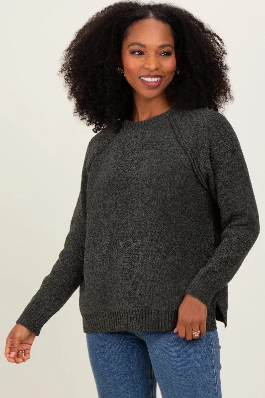 Olive Raglan Knit SweaterGlitter Knit Tops