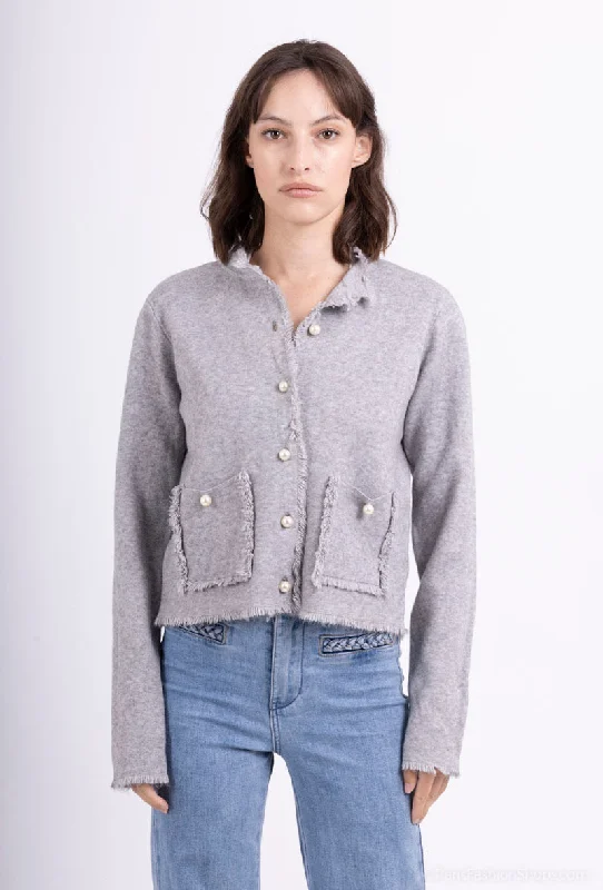 Pearl Button BoleroMetallic Knit Tops