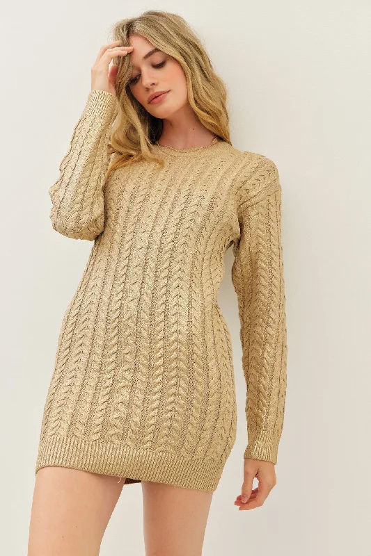 Shimmer Sweater DressCasual Knit Tops