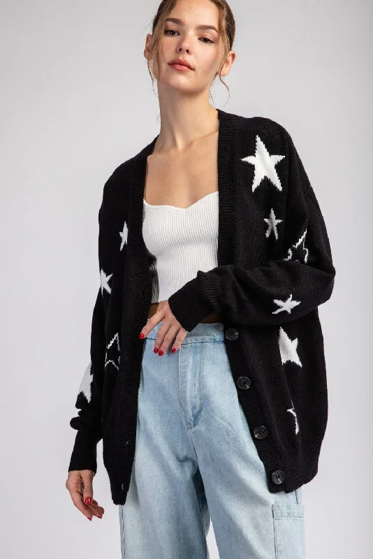 EESOME Star Pattern Sweater CardiganTravel Knit Tops