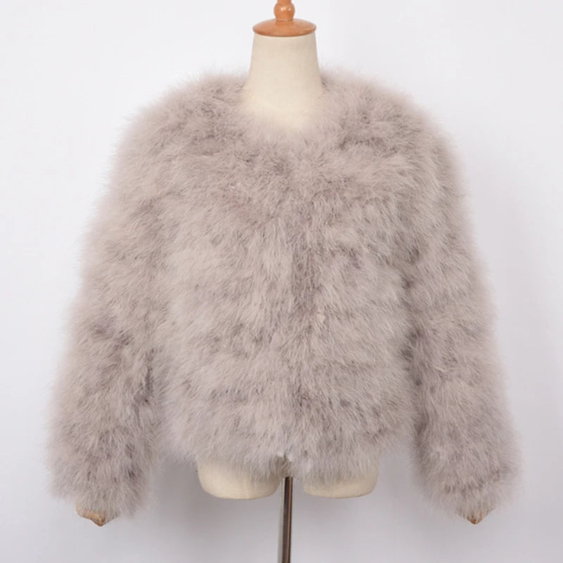 Fishing JacketsWomen's Casual Beige Furry Long Sleeve Short Winter Party Jacket