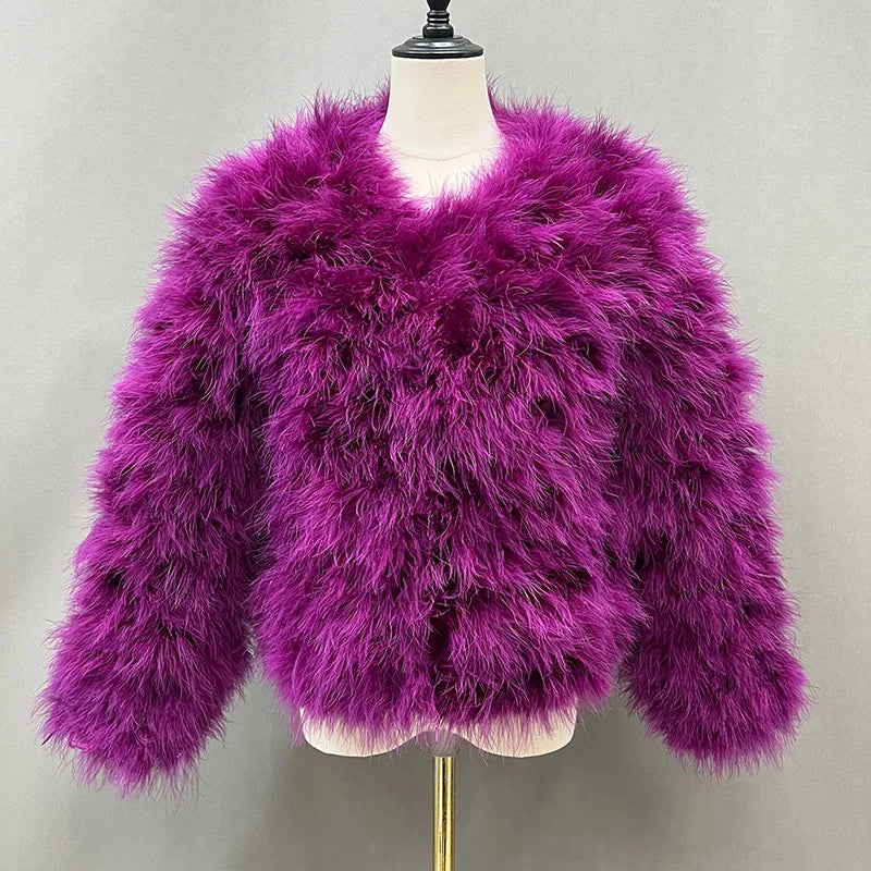 Varsity JacketsWomen's Casual Purple Furry Long Sleeve Short Winter Party Jacket