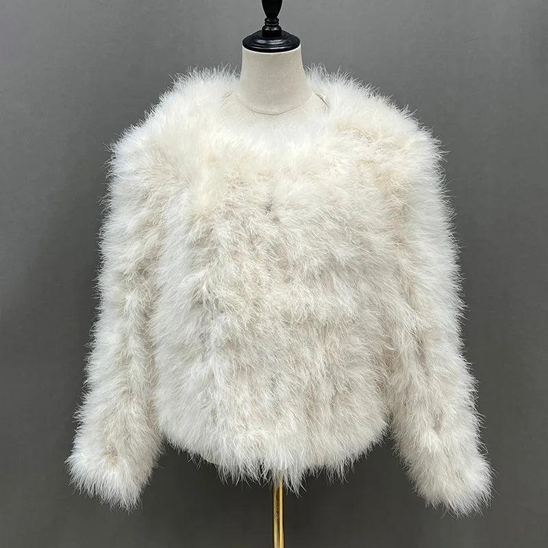 Mesh JacketsWomen's Casual White Furry Long Sleeve Short Winter Party Jacket