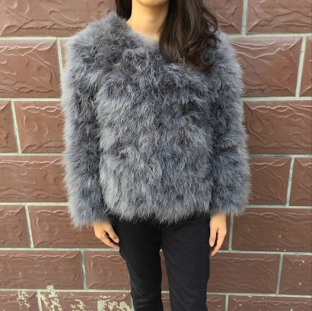 Asymmetrical JacketsWomen's Dark Gray Furry Long Sleeve Casual Short Winter Jacket