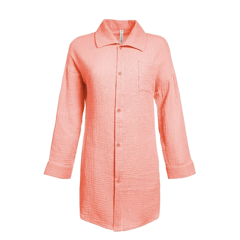 Split Coast Ladies Long Sleeve Button Up Coverup