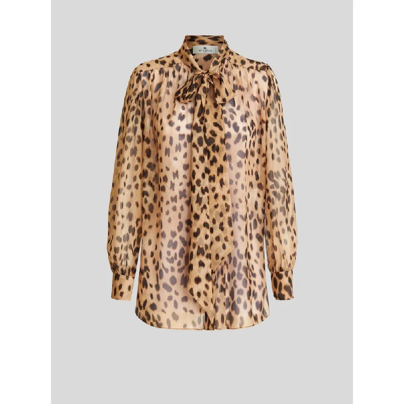 Animalier Print Silk ShirtCompression Shirts