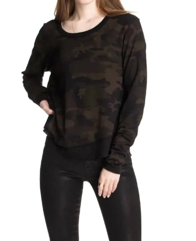 Ava Long Sleeve Mock Layer T Shirt Black/brwn Camo In Black/brown CamoOutdoor Shirts