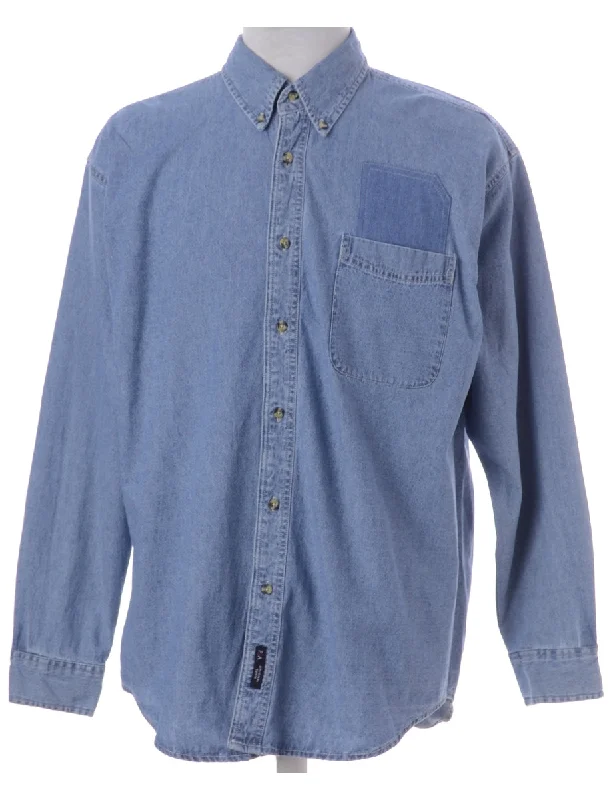 Label Callum Denim Double Pocket ShirtAsymmetrical Shirts