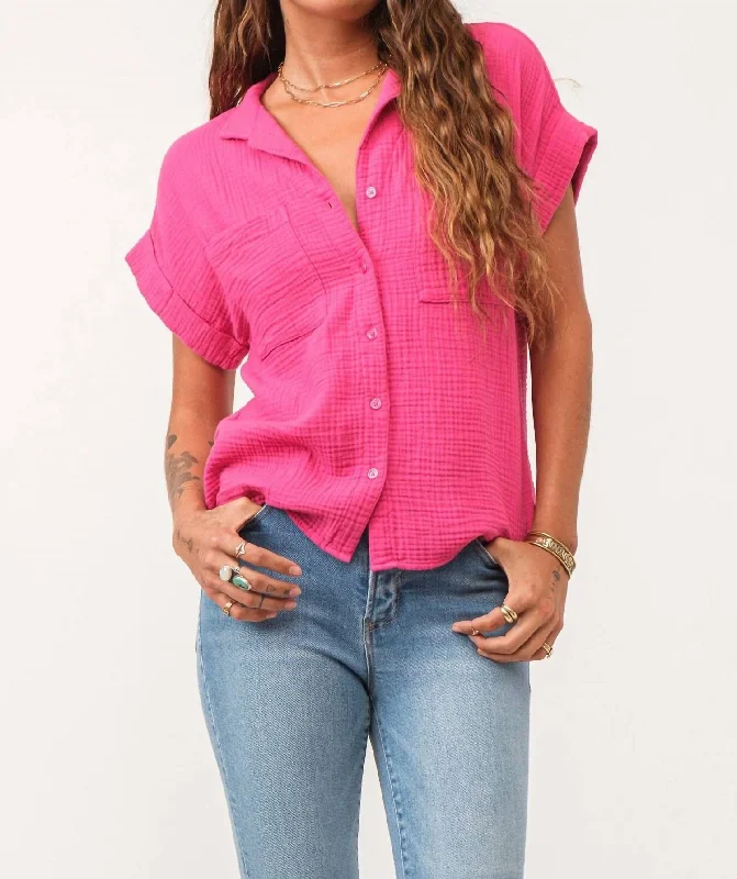 Cali Tie Front Shirt In PinkDesigner Shirts