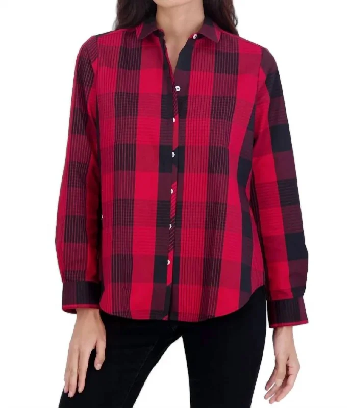 Charlie No Iron Buffalo Plaid Shirt In Red PlaidBeaded Shirts