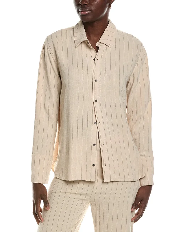 Chaser Helena Linen-Blend Button-Down ShirtLeather-Paneled Shirts