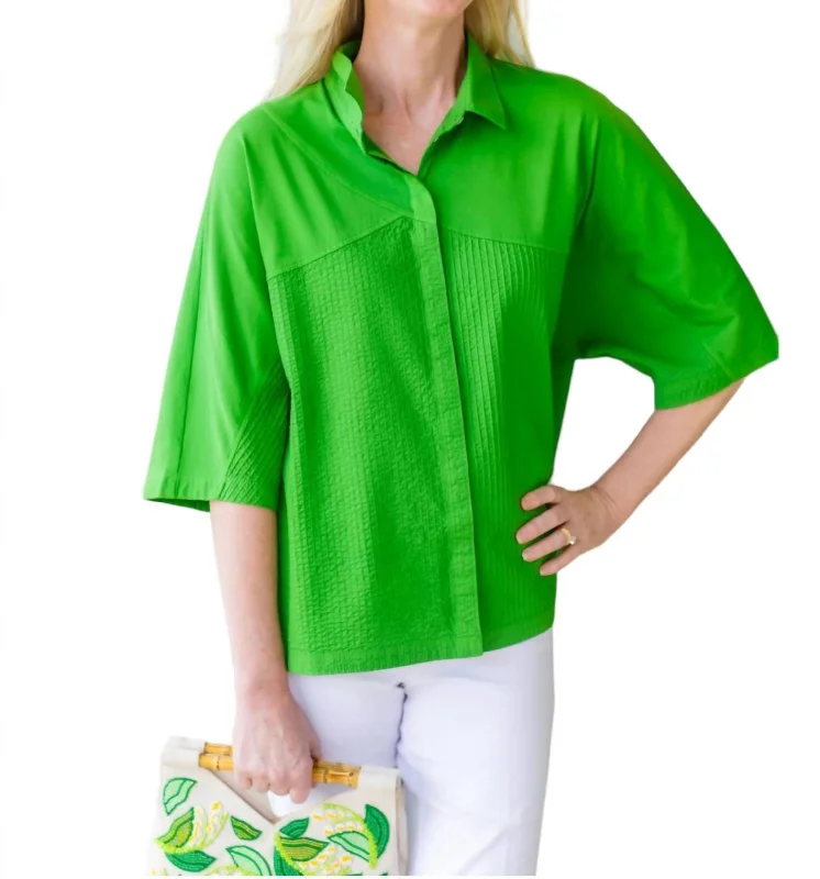 Cotton Jersey Overshirt In Grass GreenSheer Shirts