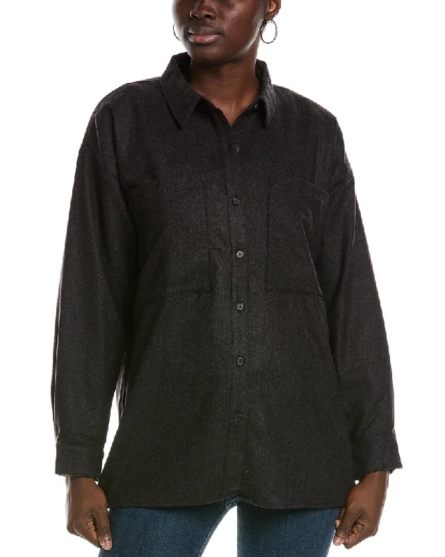 EILEEN FISHER Soft Flannel Classic Collar Wool ShirtWrap Shirts