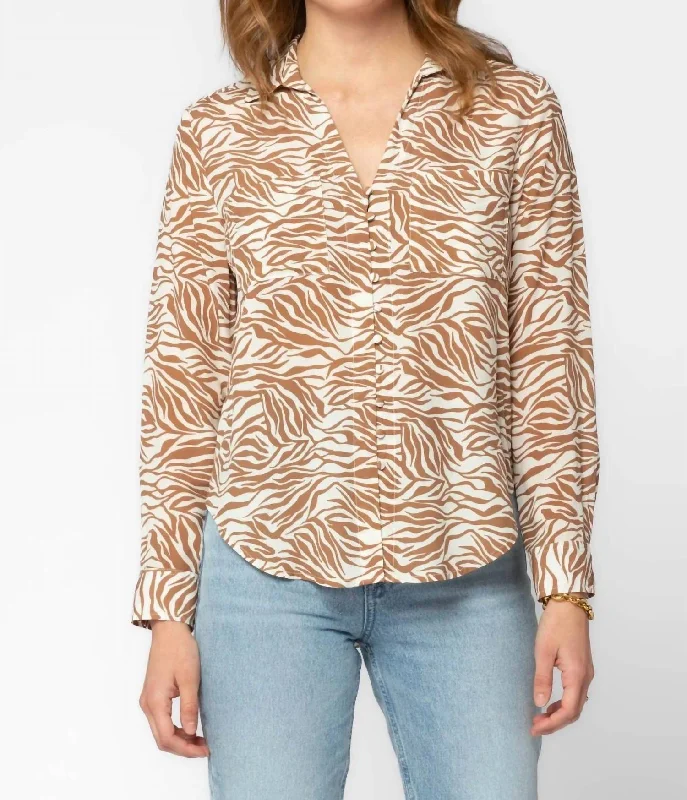 Eleni Shirt In Ecru ZebraBeaded Shirts