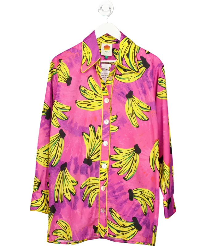 Farm Rio Pink Cotton Banana Print Shirt UK MSkateboard Shirts