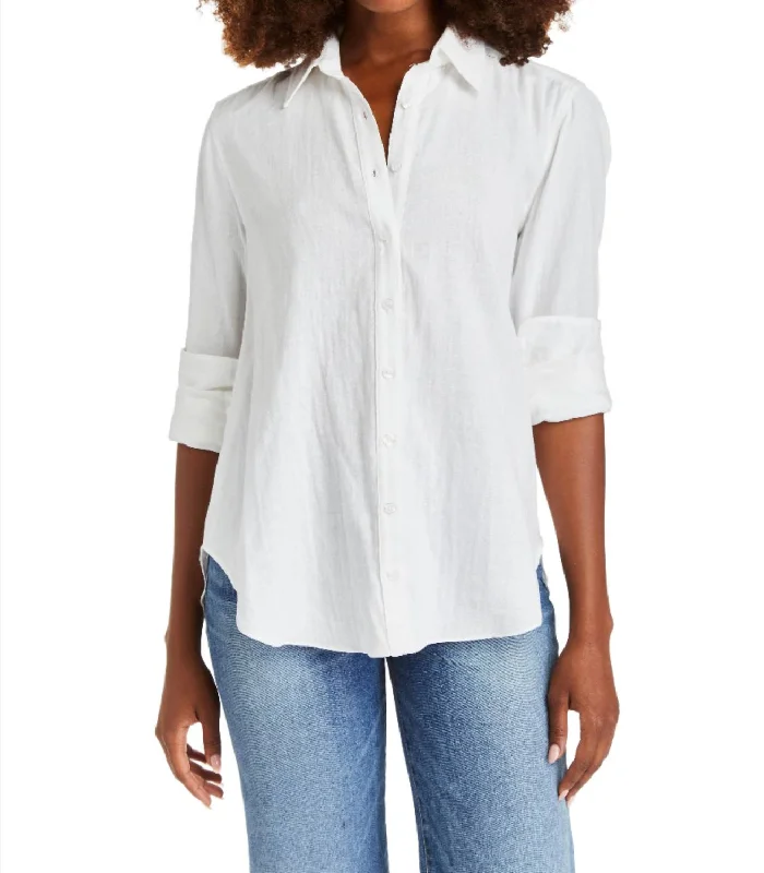 Heather Button Down Shirt In WhitePeplum Shirts