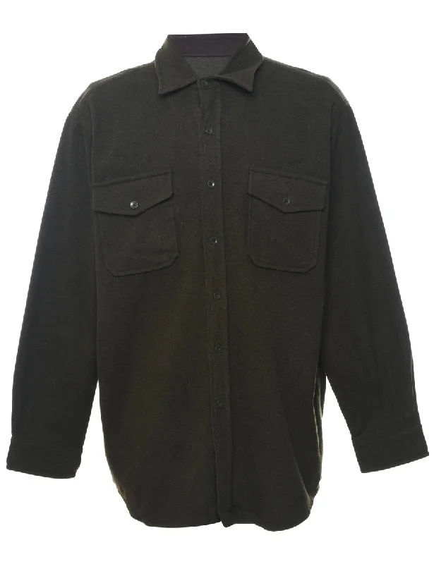 L.L. Bean Olive Green Classic Flannel Shirt - LSilk Shirts