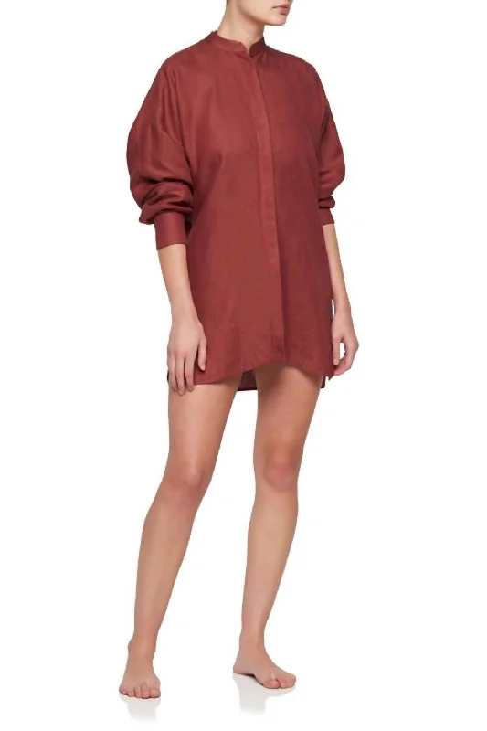 Linen Relaxed Everywhere Shirt In TerracottaAsymmetrical Shirts