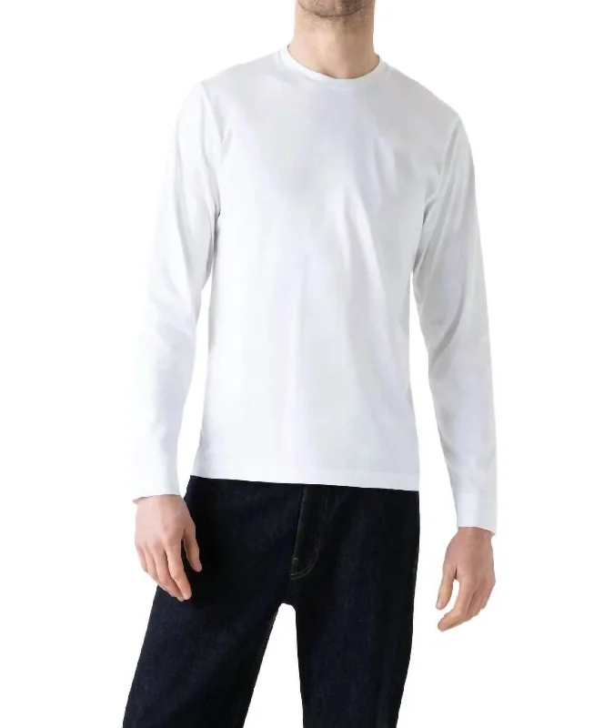 Long Sleeve Riviera Midweight T‑Shirt In WhiteArtist Shirts