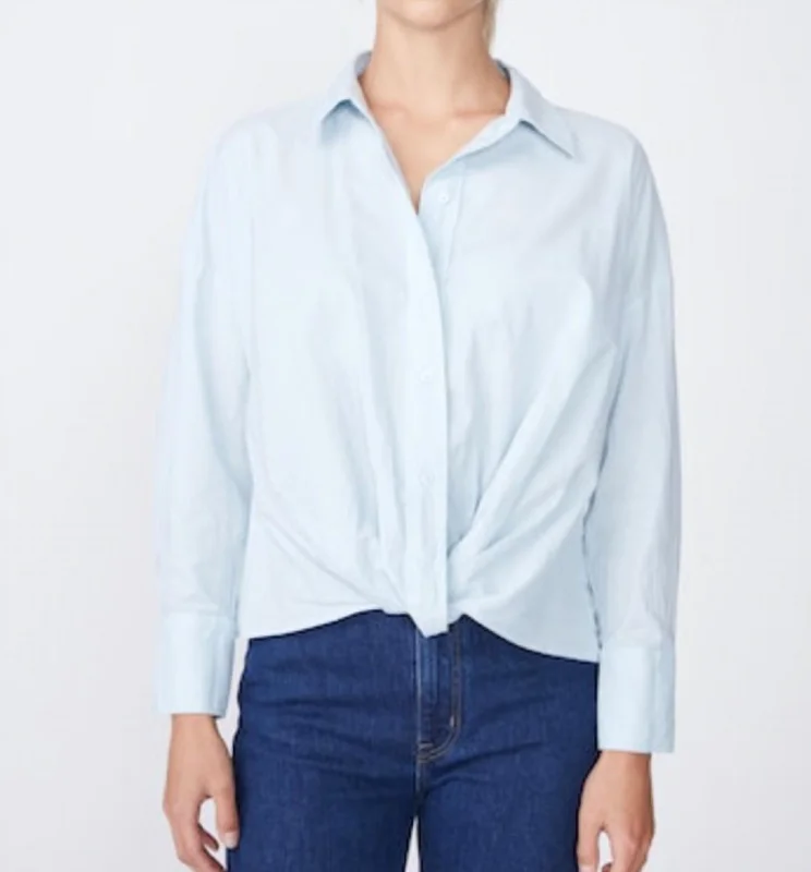 Long Sleeve Twist Front Shirt In SkyHunting Shirts